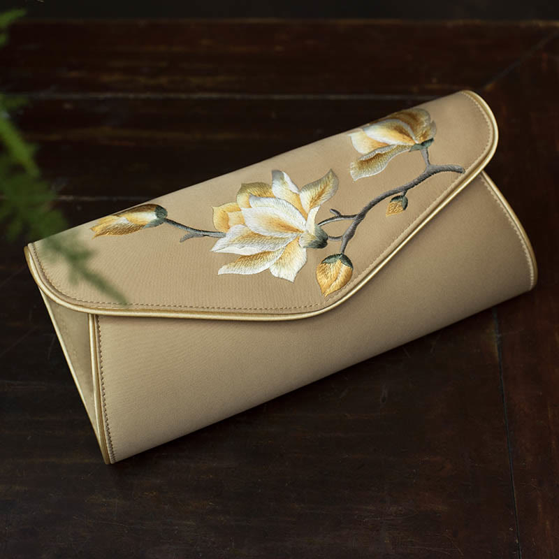 Magnolia Su Embroidered Medium Bag for Spiritual Elegance