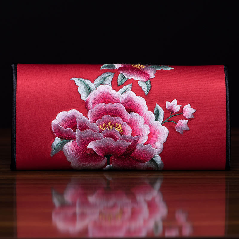 Peony Su Embroidered Handbag 20x10cm | Prosperity Symbol