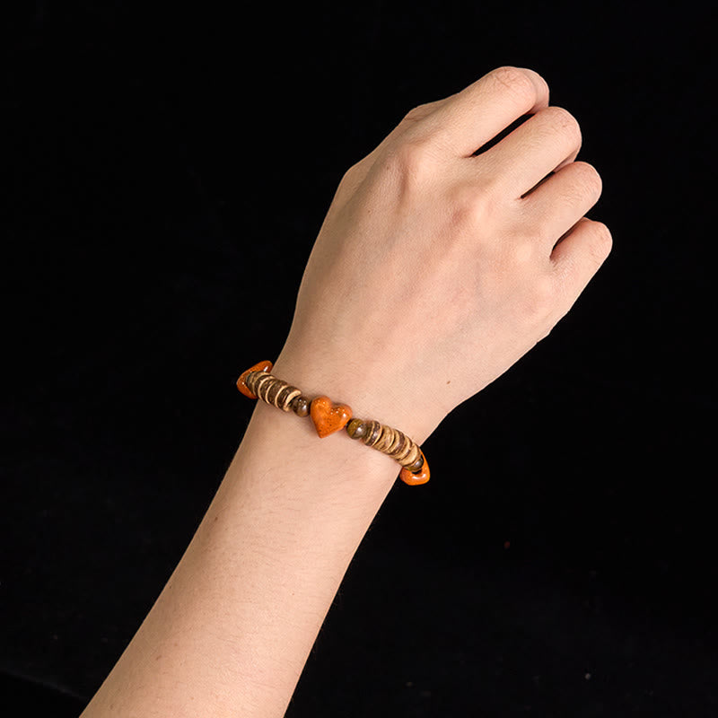 Dalmatian Jasper Heart Ceramics Spiritual Bracelet