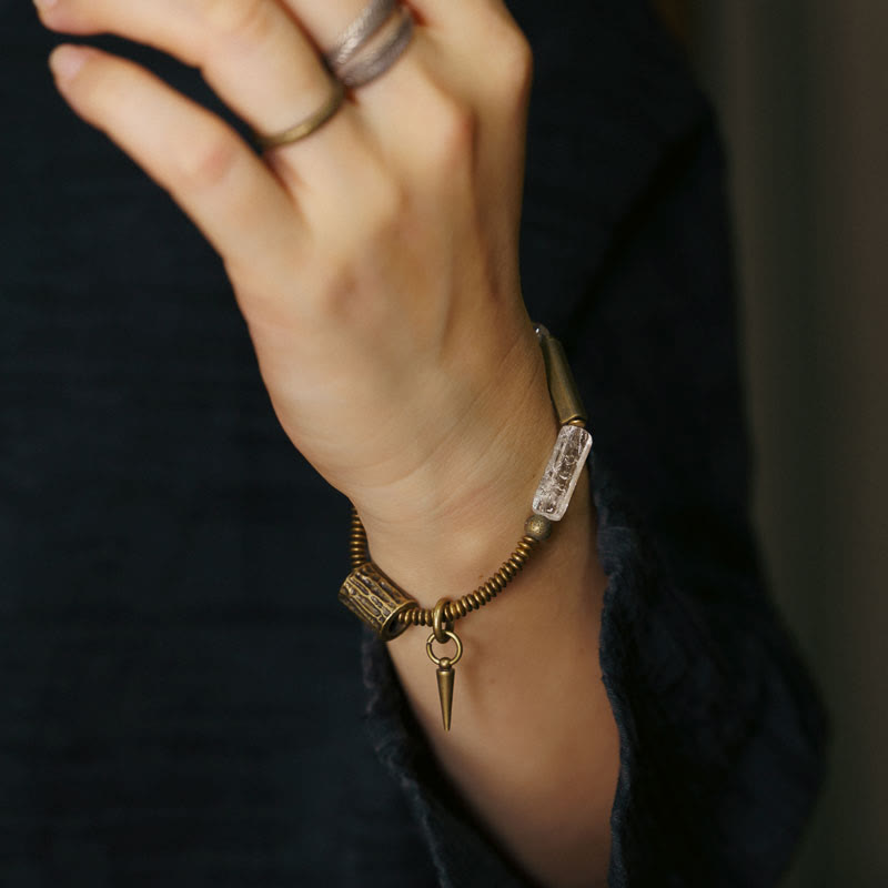 Square White Crystal Copper Bracelet for Luck and Balance