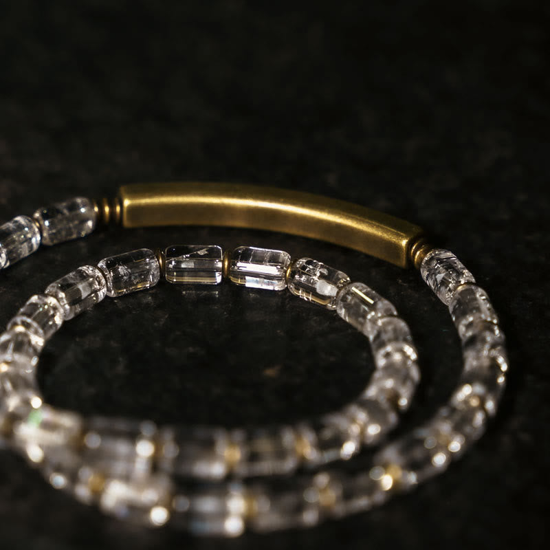 Square White Crystal Copper Bracelet for Luck & Balance
