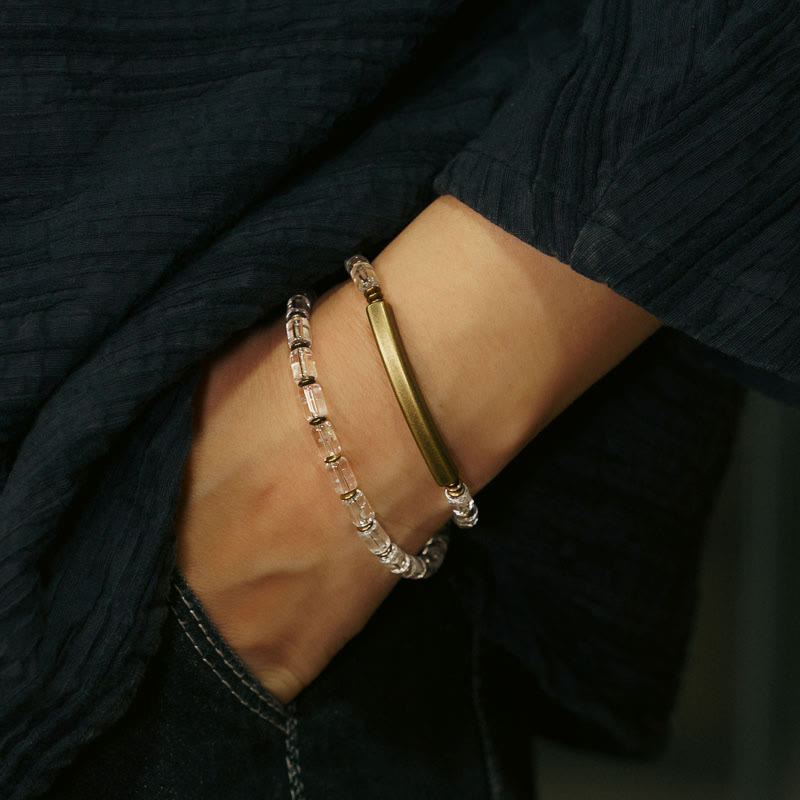 Square White Crystal Copper Bracelet for Luck & Balance