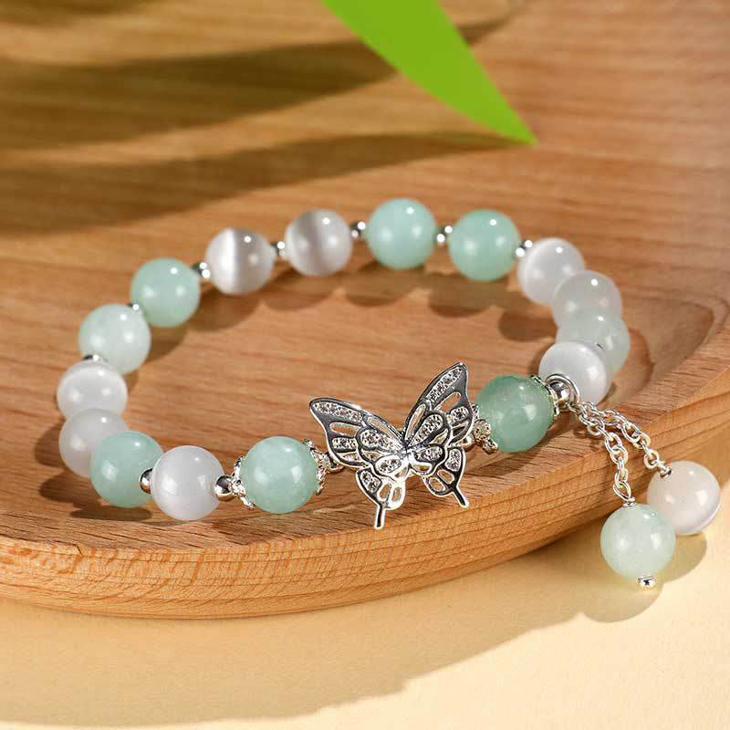 8mm Chrysoberyl Cat's Eye Chalcedony Love Bracelet