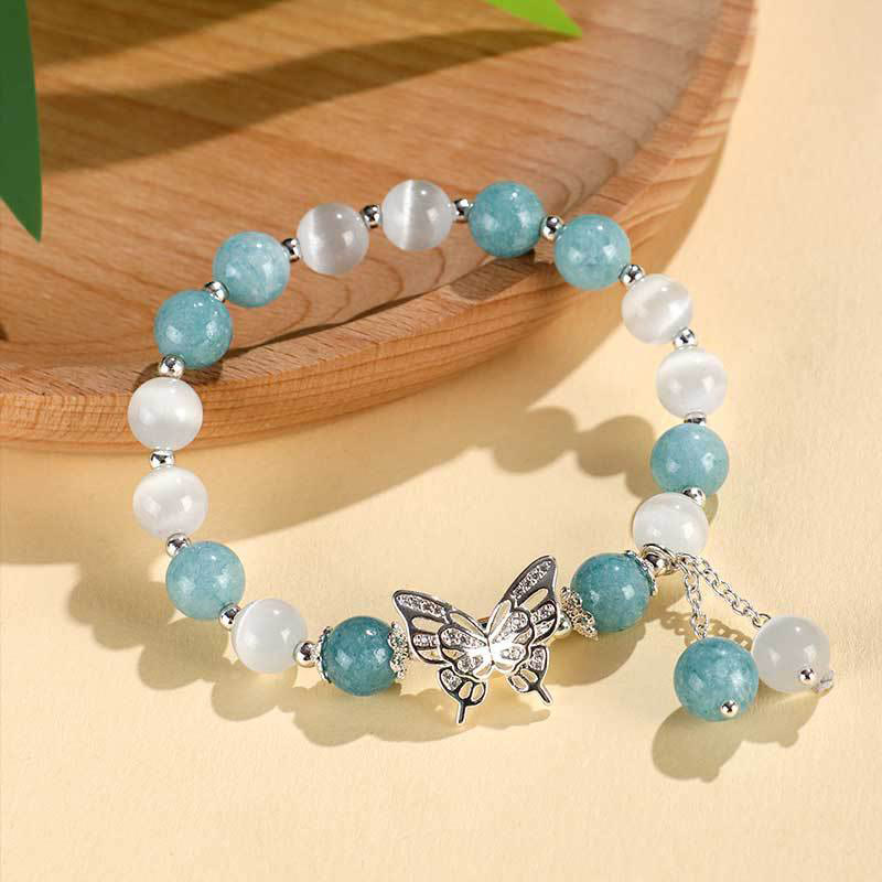 8mm Chrysoberyl Cat's Eye Chalcedony Love Bracelet