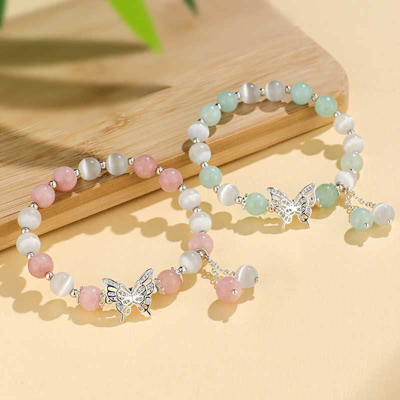 8mm Chrysoberyl Cat's Eye Chalcedony Love Bracelet