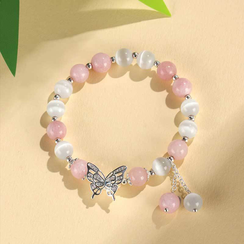 8mm Chrysoberyl Cat's Eye Chalcedony Love Bracelet
