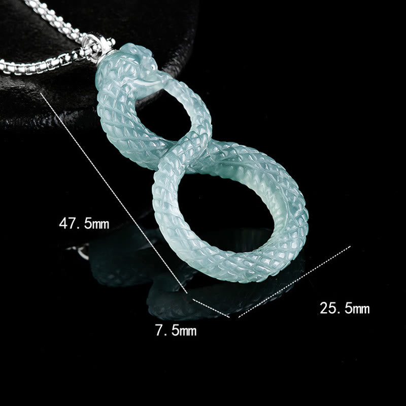 Natural Jade Mamba Snake Pendant Necklace for Luck & Balance