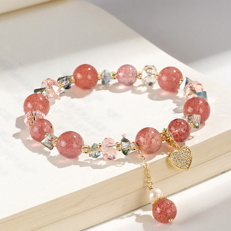 10mm Strawberry Quartz Heart Healing Bracelet