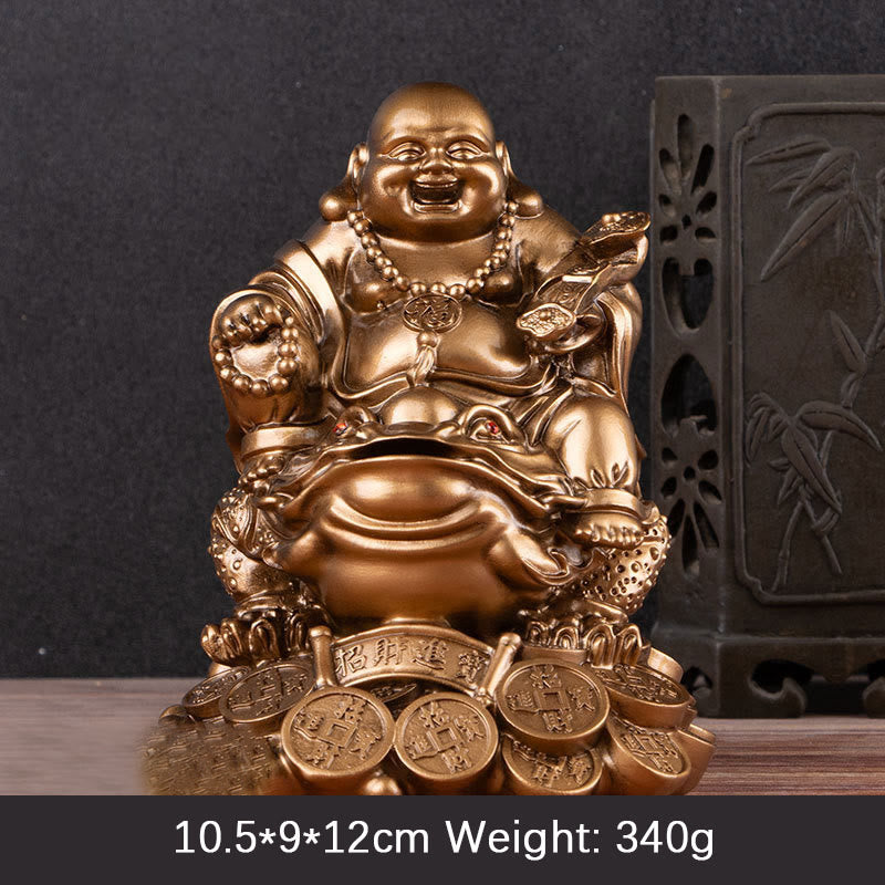 Golden Buddha Medium 8in Feng Shui Wealth Statue