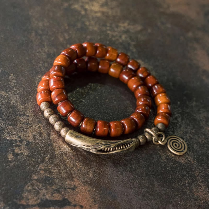 Double Wrap Yak Bone Copper Spiritual Bracelet for Balance