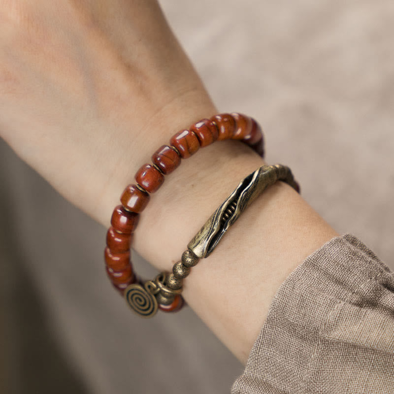 Double Wrap Yak Bone Copper Spiritual Bracelet for Balance