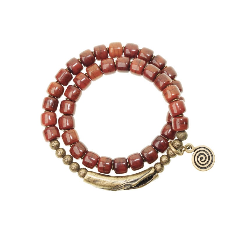 Double Wrap Yak Bone Copper Spiritual Bracelet for Balance