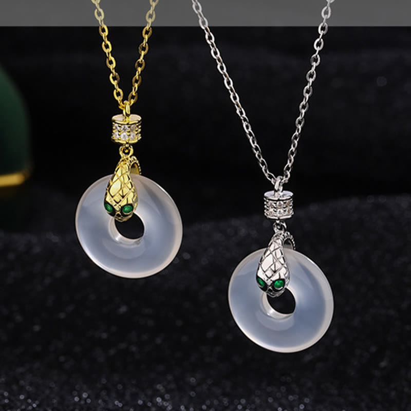 Unisex Chalcedony Peace Buckle Necklace | Healing & Protection