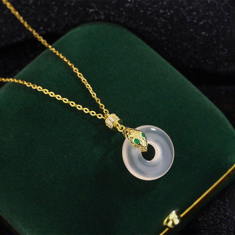 Unisex Chalcedony Peace Buckle Necklace | Healing & Protection