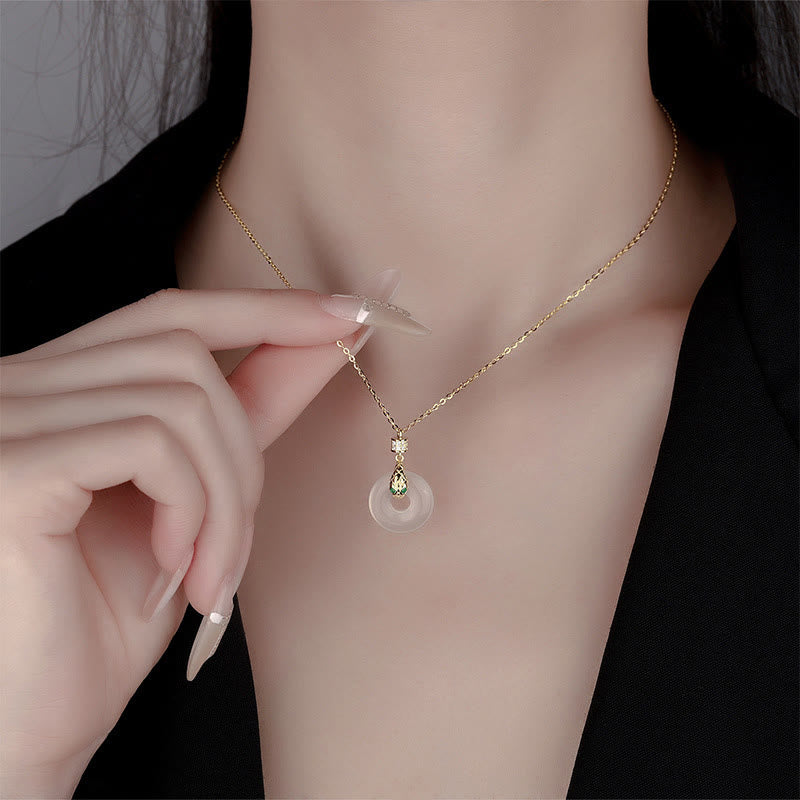 Unisex Chalcedony Peace Buckle Necklace | Healing & Protection