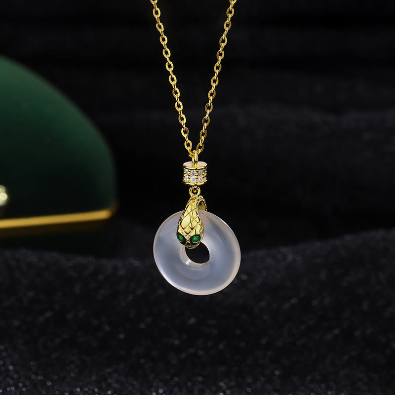 Unisex Chalcedony Peace Buckle Necklace | Healing & Protection