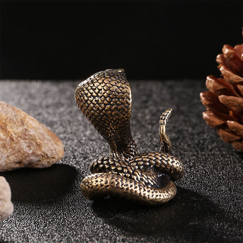 Small Copper Year of the Snake Cobra Figurine 4cm Spiritual Decor