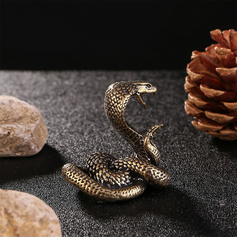 Small Copper Year of the Snake Cobra Figurine 4cm Spiritual Decor