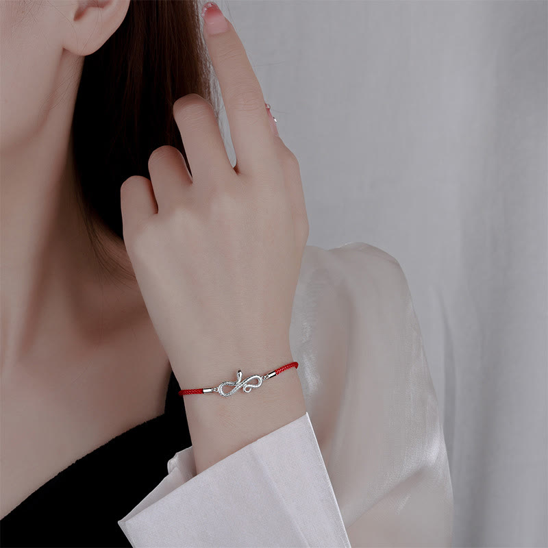 999 Sterling Silver Year of Snake Red Bracelet