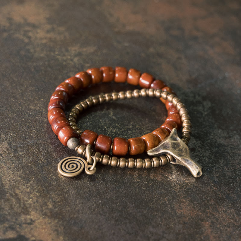 14cm Yak Bone Copper Double Wrap Strength Spiritual Bracelet