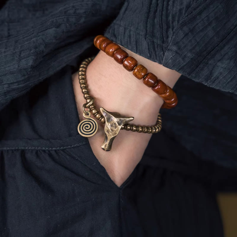 14cm Yak Bone Copper Double Wrap Strength Spiritual Bracelet