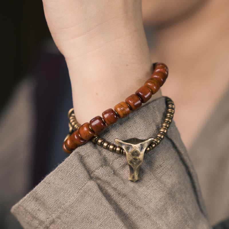 14cm Yak Bone Copper Double Wrap Strength Spiritual Bracelet