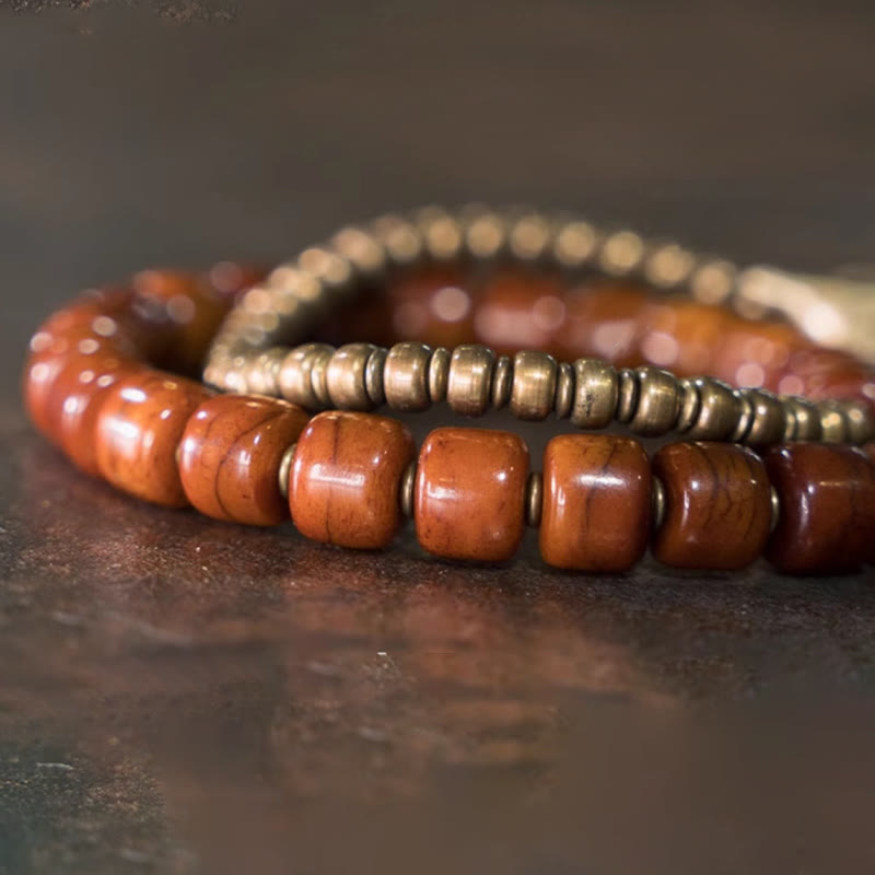 14cm Yak Bone Copper Double Wrap Strength Spiritual Bracelet
