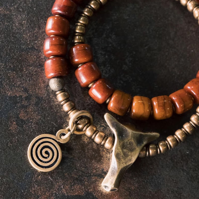 14cm Yak Bone Copper Double Wrap Strength Spiritual Bracelet