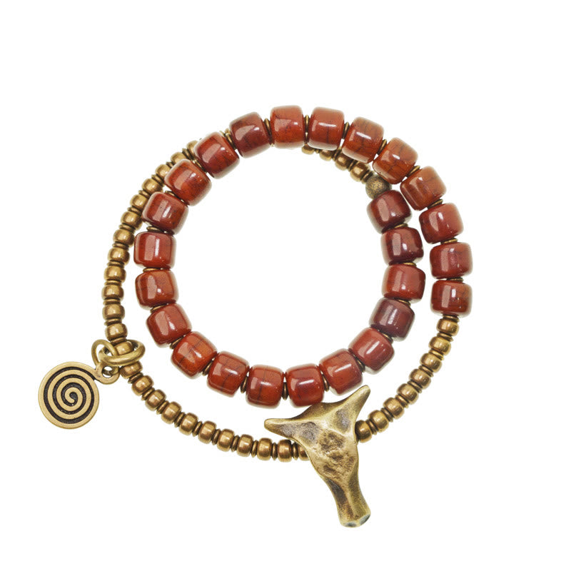 14cm Yak Bone Copper Double Wrap Strength Spiritual Bracelet