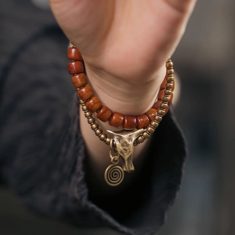 14cm Yak Bone Copper Double Wrap Strength Spiritual Bracelet