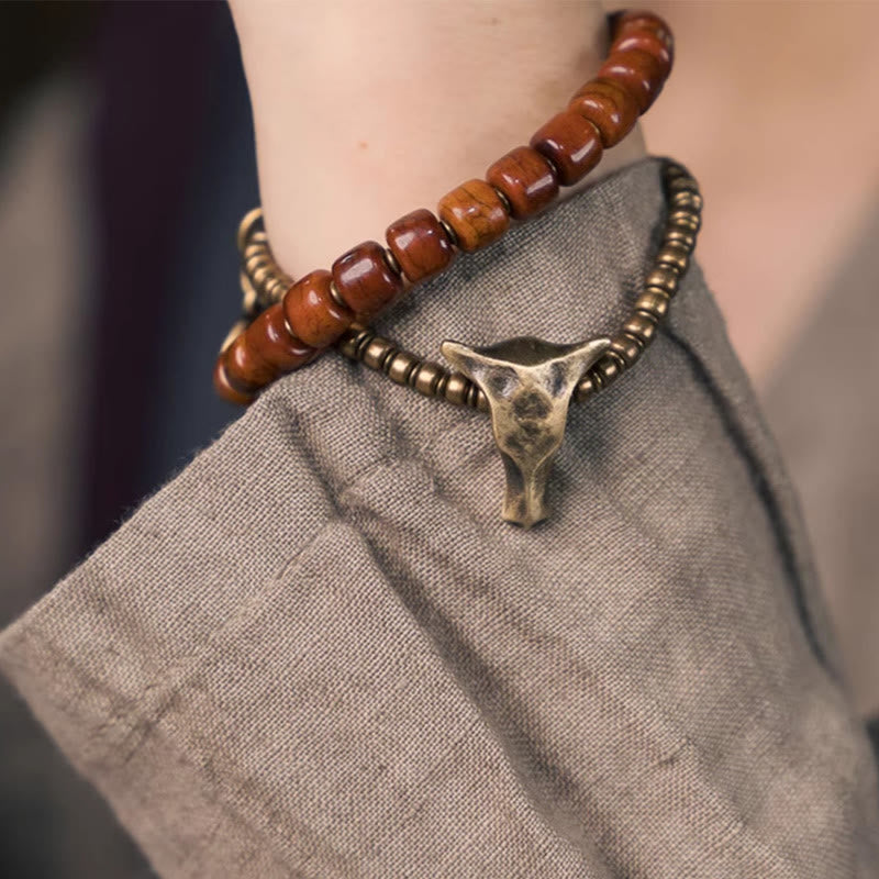 14cm Yak Bone Copper Double Wrap Strength Spiritual Bracelet