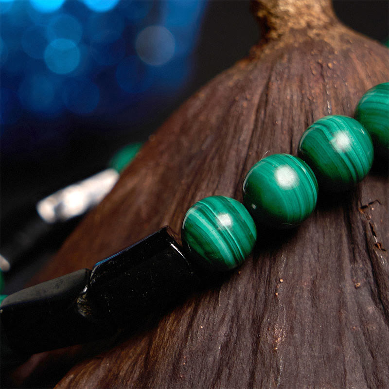 8mm Malachite Black Tourmaline Healing Purity Bracelet