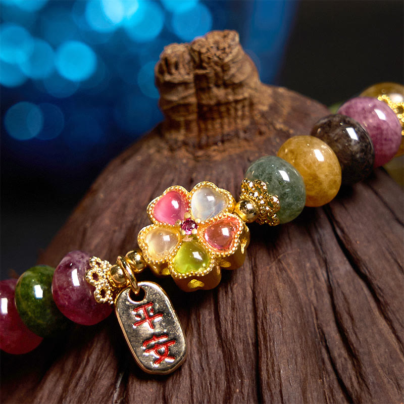 Unisex Tourmaline Jade Safe & Well Love Bracelet 14-16cm