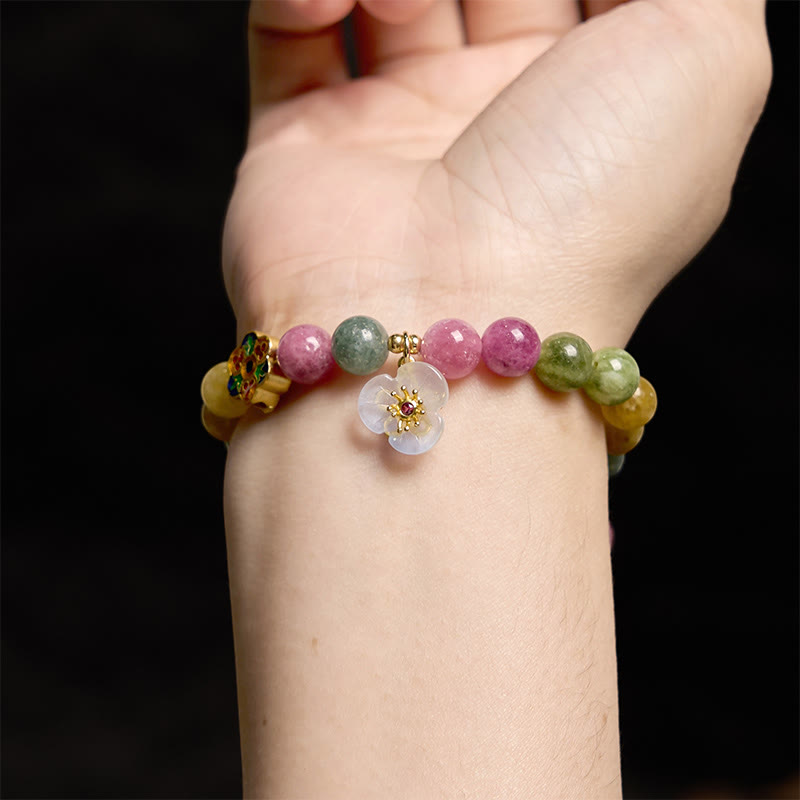8mm Tourmaline Wisdom Flower Spiritual Bracelet