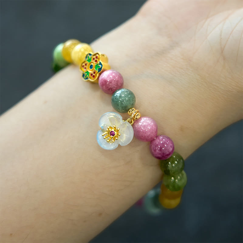 8mm Tourmaline Wisdom Flower Spiritual Bracelet