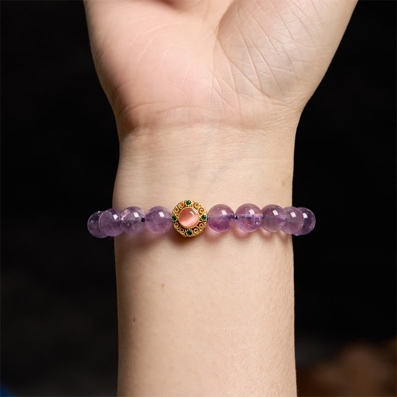 Amethyst Peach Blossom Fortune Bracelet 8mm