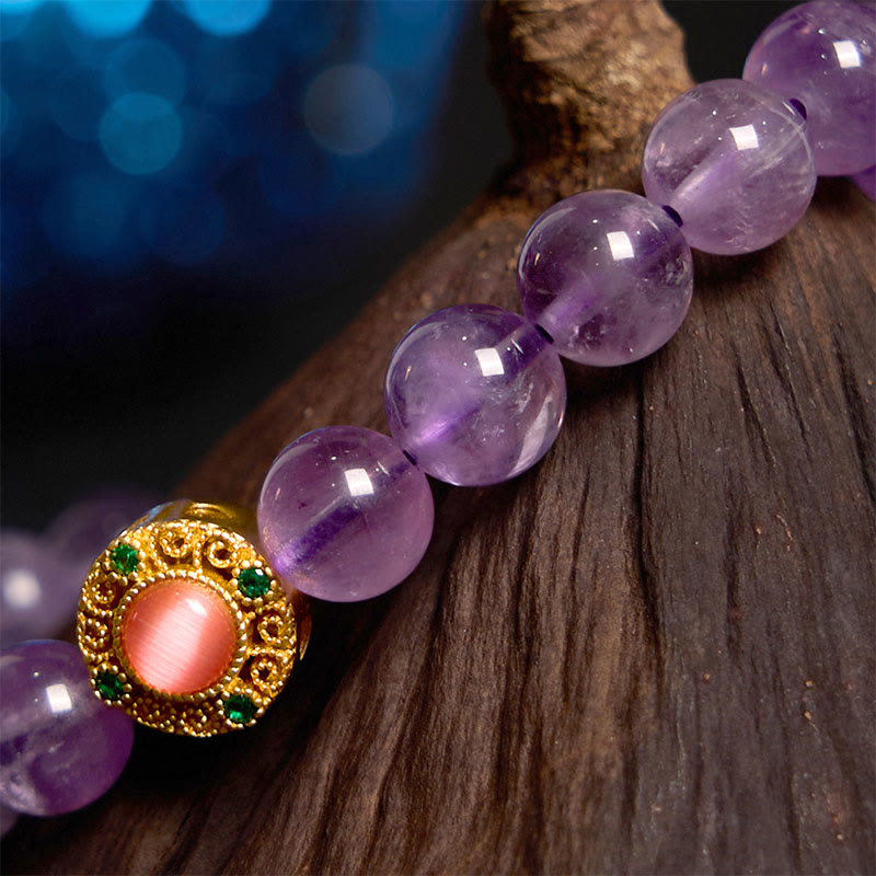 Amethyst Peach Blossom Fortune Bracelet 8mm