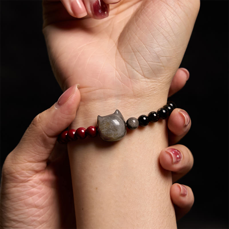 Black Obsidian Cinnabar Healing and Fulfilment Bracelet