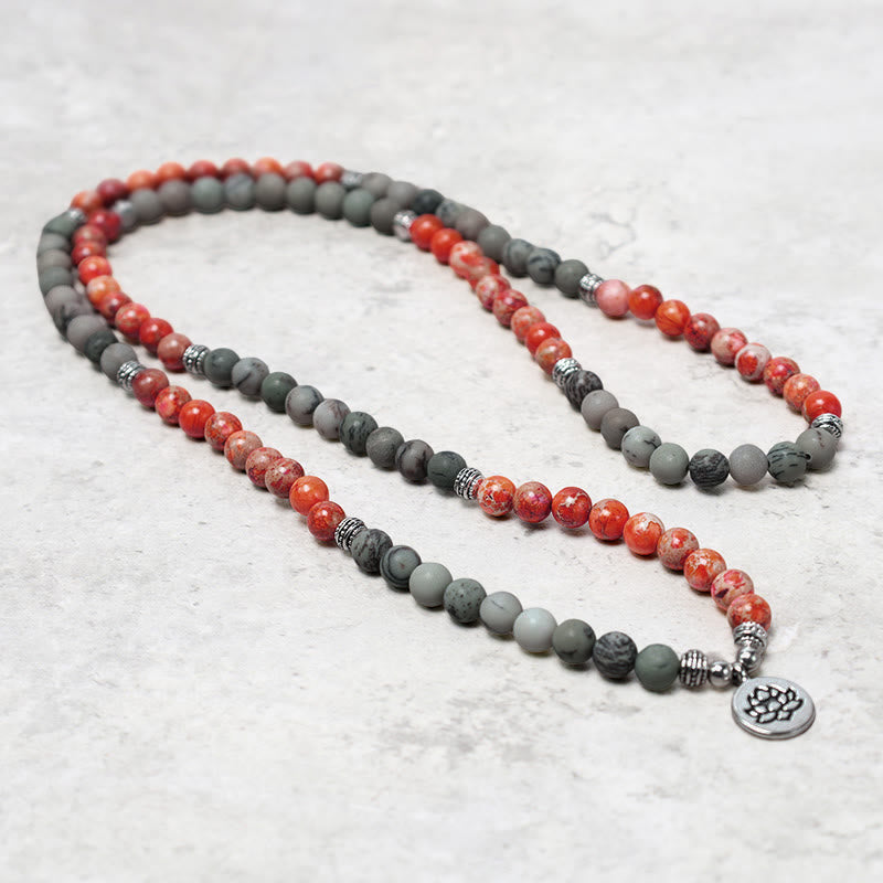 8mm Sea Sediment Jasper Lotus Protection Bracelet