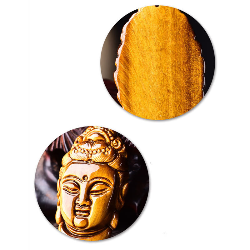 Tiger Eye Avalokitesvara Strength Necklace 6mm Beads