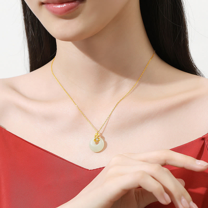 Hetian Jade Peace Buckle Snake Necklace