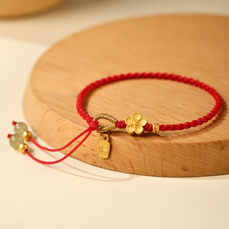 6mm Hetian Jade Luck Charm Peach Blossom Bracelet