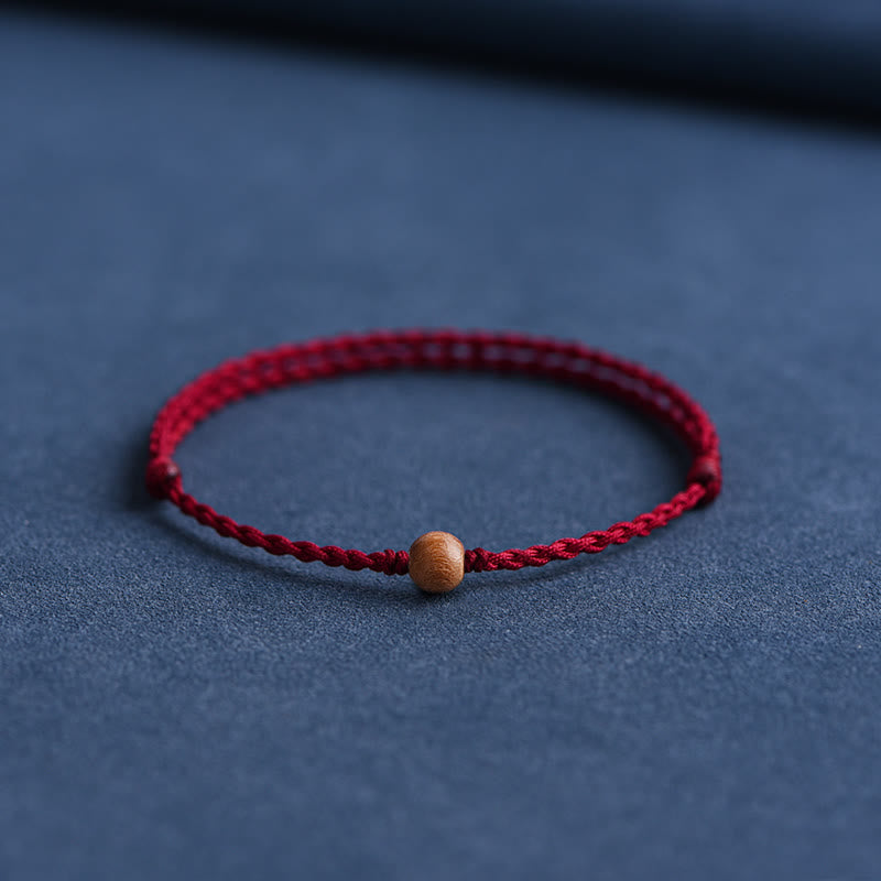 6mm Peach Wood Red String Protection Bracelet