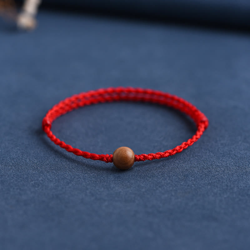 6mm Peach Wood Red String Protection Bracelet