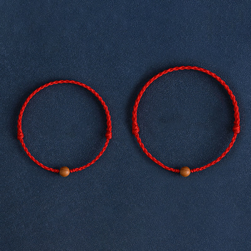 6mm Peach Wood Red String Protection Bracelet