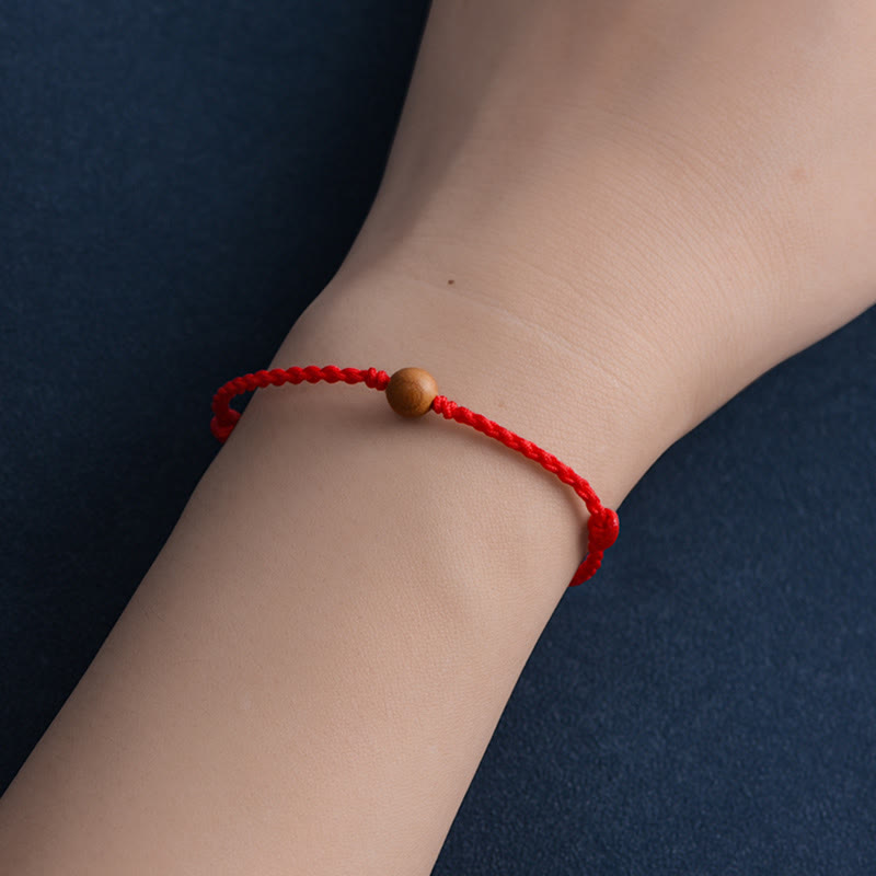 6mm Peach Wood Red String Protection Bracelet