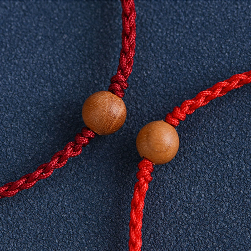 6mm Peach Wood Red String Protection Bracelet