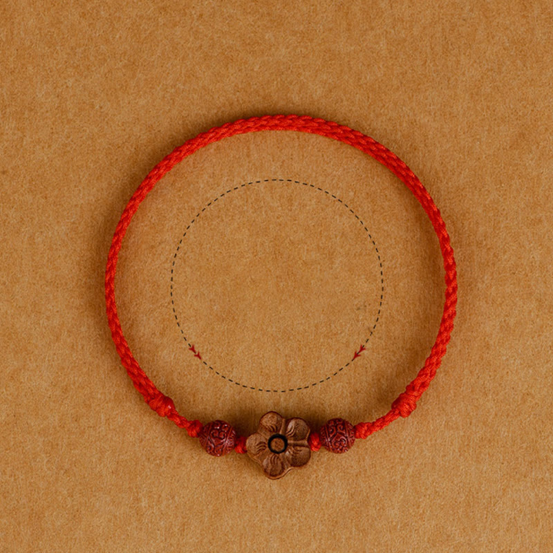Peach Wood Cinnabar Bracelet Anklet for Wealth and Protection