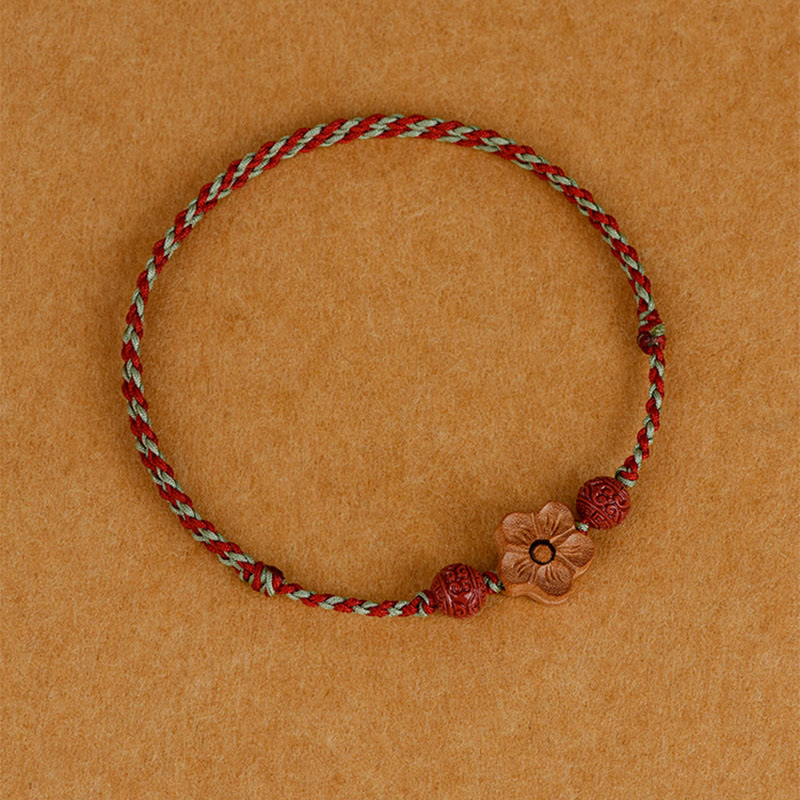 Peach Wood Cinnabar Bracelet Anklet for Wealth and Protection
