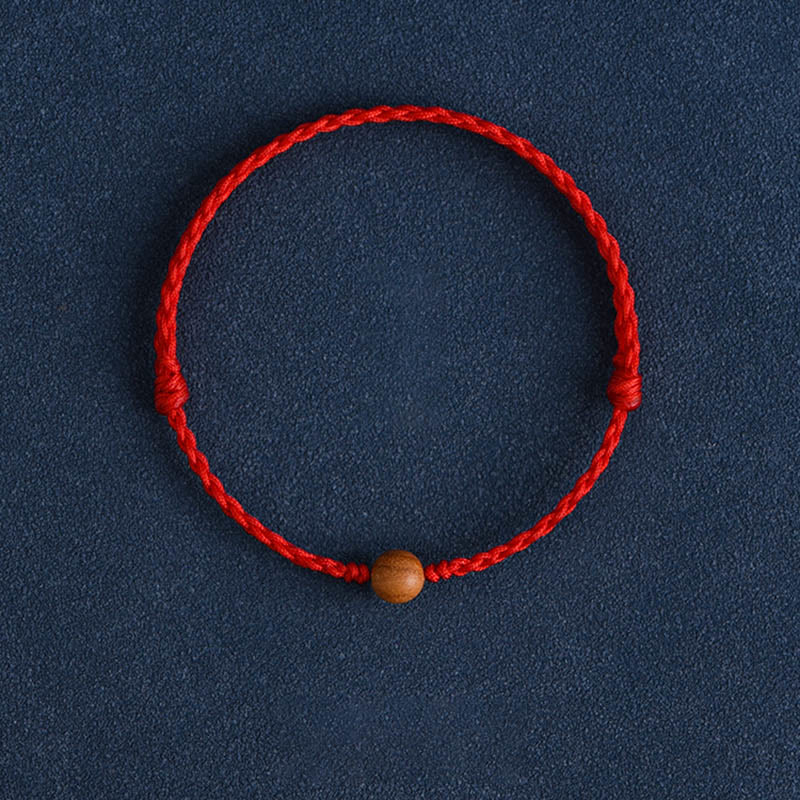 6mm Peach Wood Red String Protection Bracelet